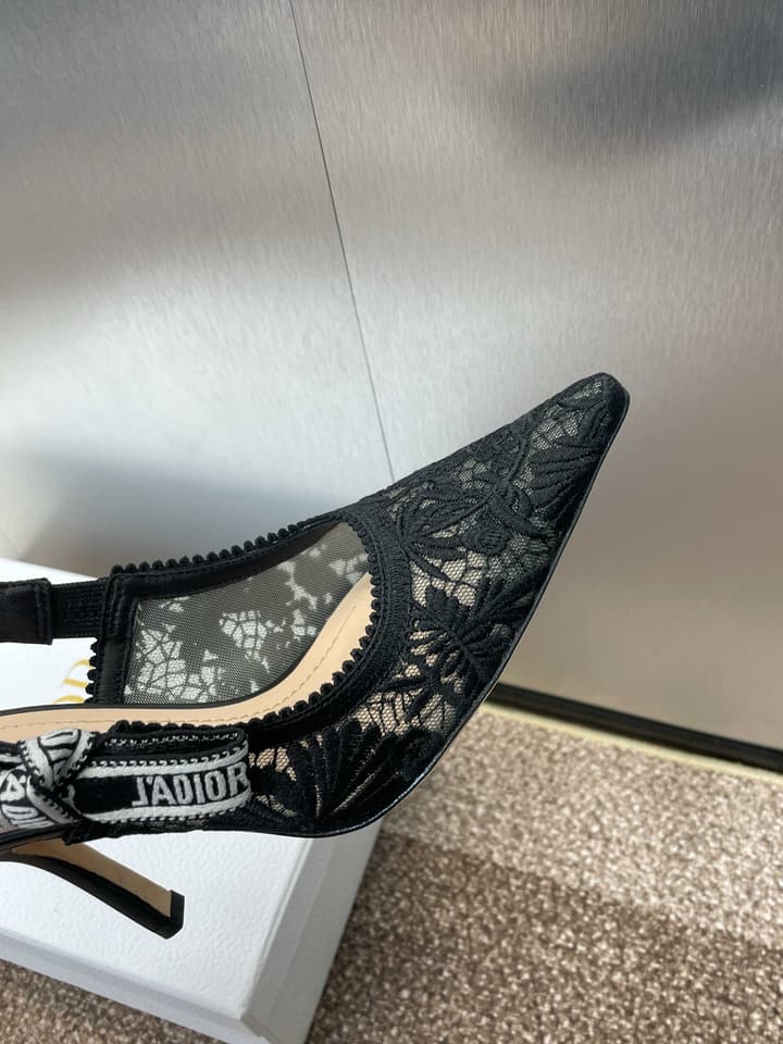 Dior J'Adior Woven Slingback Sandals – 2023 Spring/Summer Collection in Black Oblique Mesh High Contrast