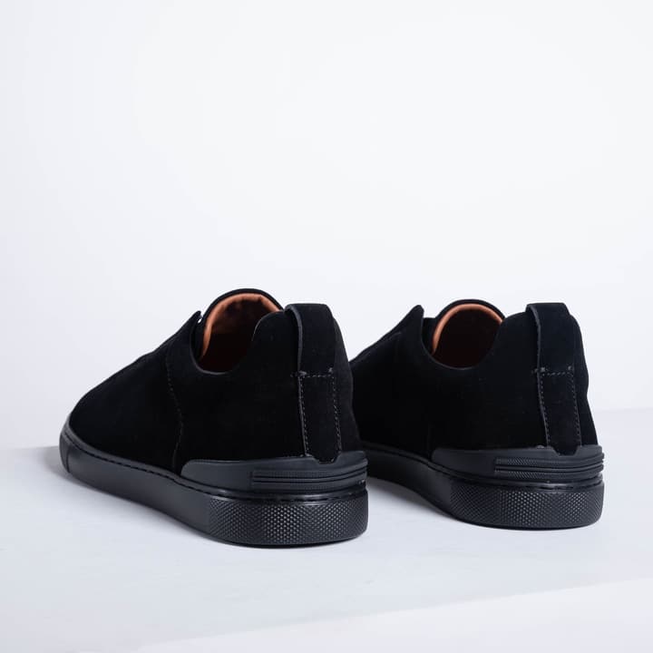 Zegna SECONDSKIN Triple Stitch Low-Top Sneakers in Navy Smooth Leather