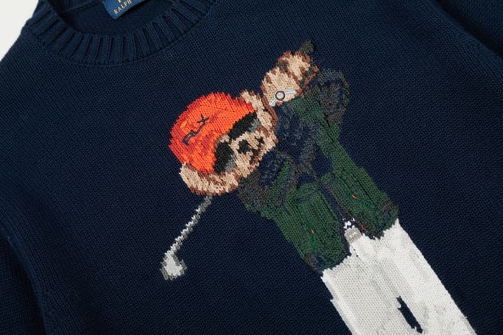 Ralph Lauren Bear Golf Knitted Sweater – Autumn/Winter Collection in Navy Blue Bear Martini