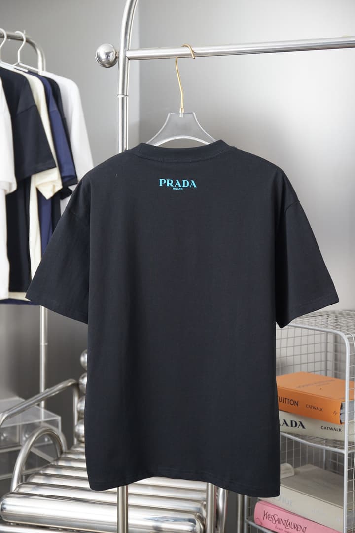 Prada Embroidered Logo T-Shirt – 26SS Early Spring Collection in Black