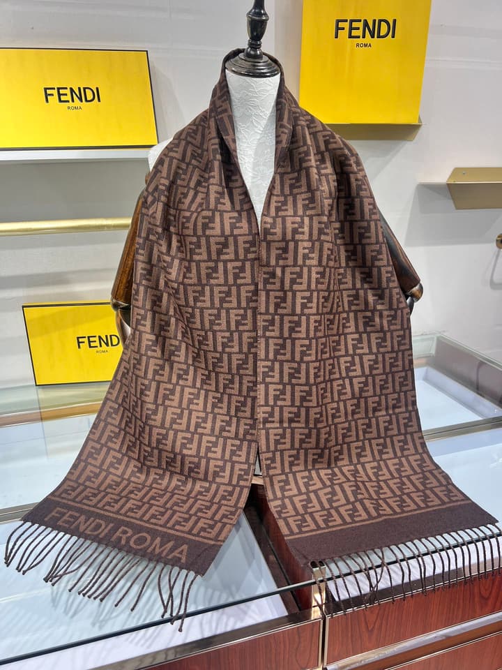 Fendi FF Monogram Scarf in Dark Brown Ff Monogram