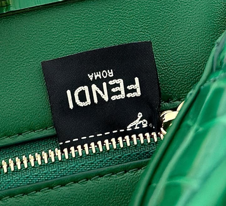 Fendi Peekaboo Embossed Crocodile Handbag in Classic Black Croc Embossed
