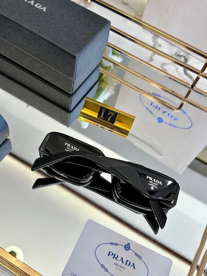 Prada Polarized Acetate Sunglasses in Glossy Black Frontal