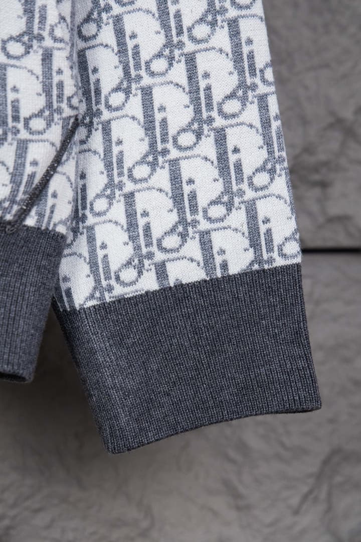 Dior CD Monogram Jacquard Cardigan – 24SS in Dark Grey