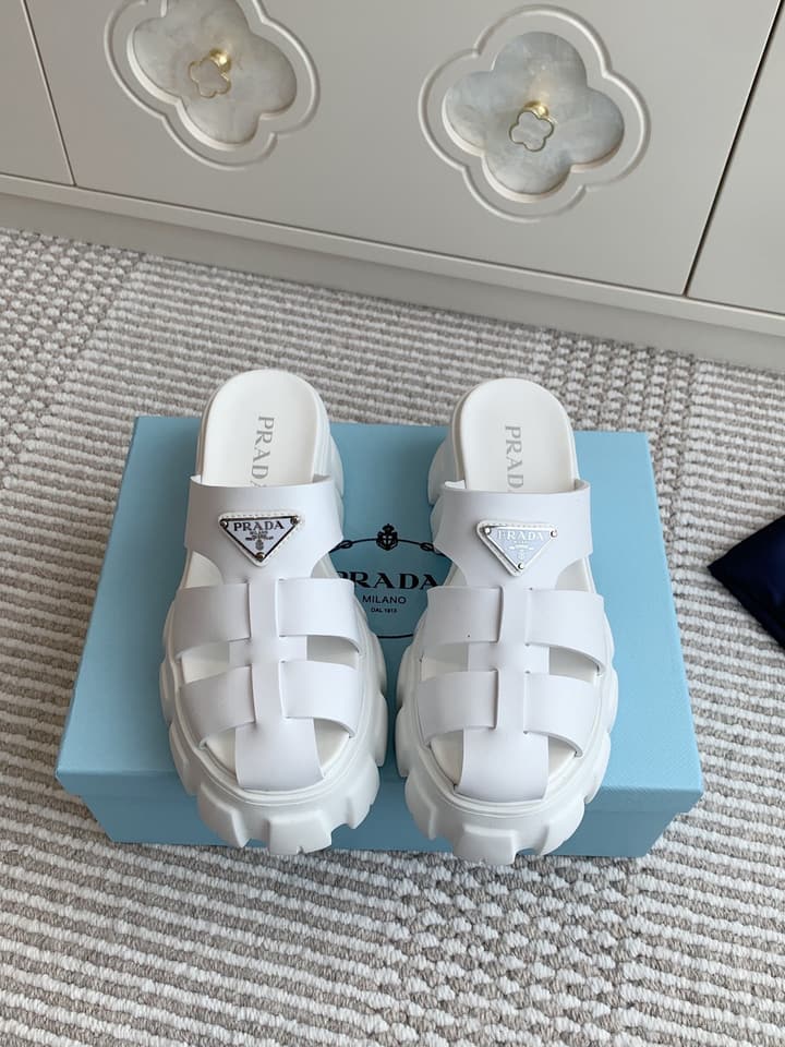 Prada Monolith Rubber Platform Mules in Black