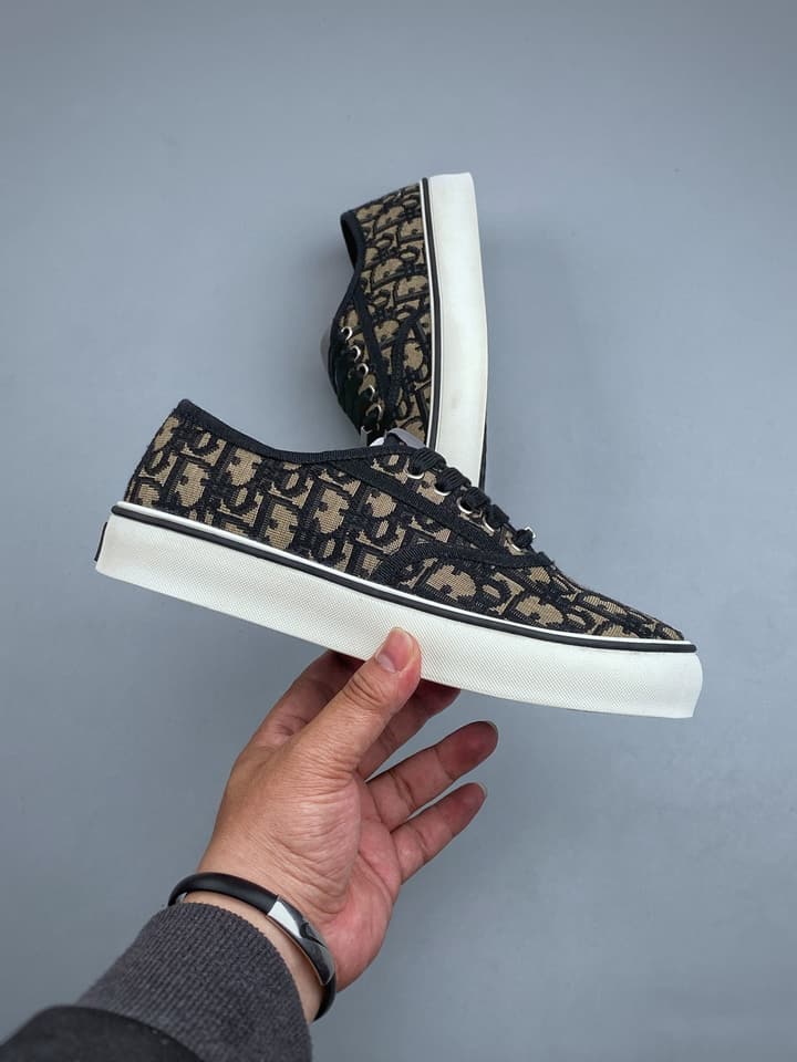 Dior Saltwind Oblique Canvas Lace Sneakers in Brown Oblique Canvas