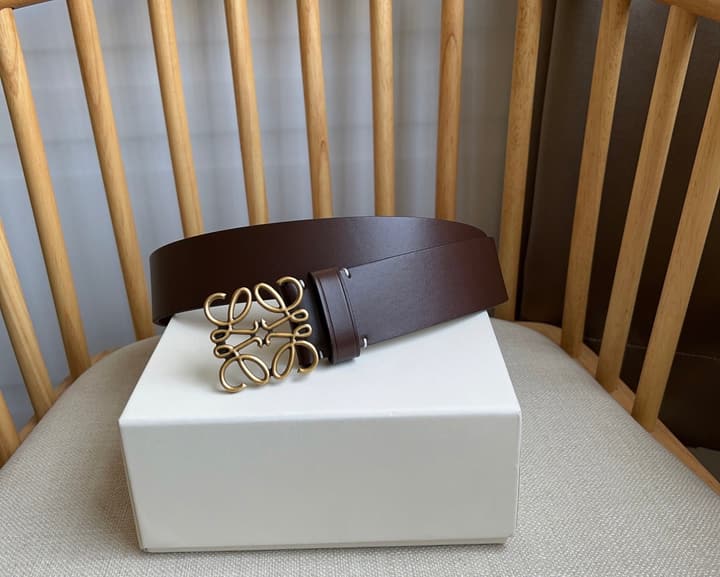 Loewe Narrow Leather Belt with Anagram Padlock Buckle in Black Leather With Silver Buckle
