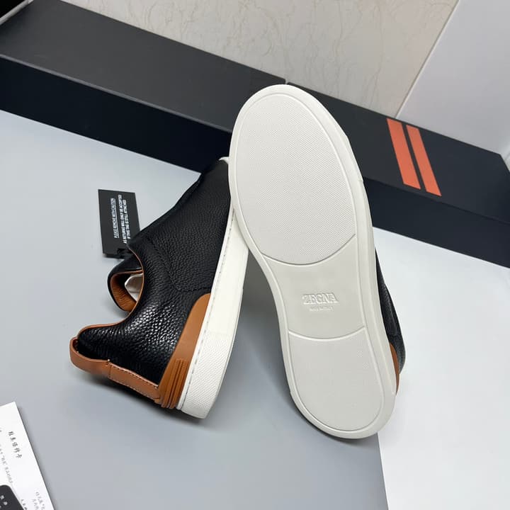 Zegna SECONDSKIN Triple Stitch™ Casual Sneakers in Monochromatic Black