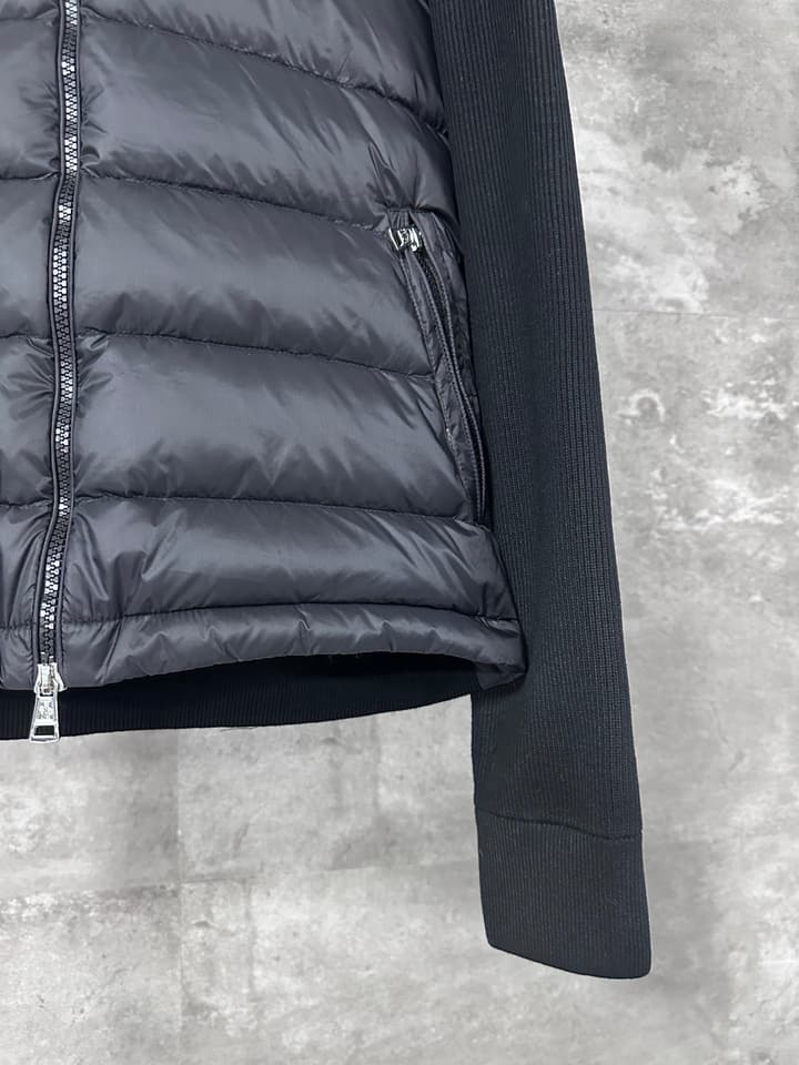 Moncler Hooded Wool Knit Spliced Down Jacket – Early Autumn Collection in Black