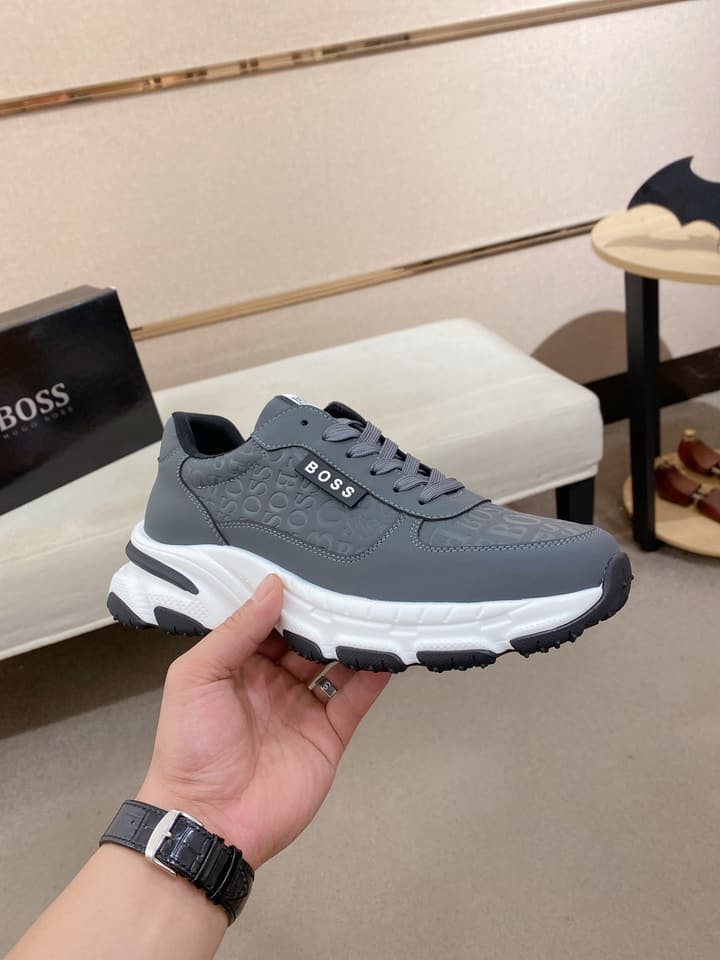 Boss Men's Casual Leather Sneakers in Blue