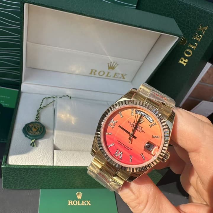Rolex Day-Date 36 Yellow Gold Red Carnelian Watch