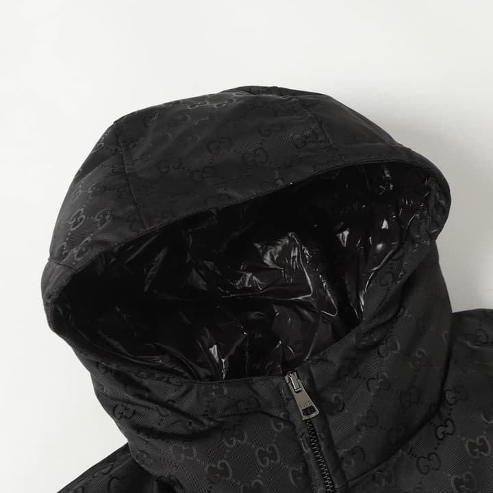 Gucci GG Monogram Hooded Puffer Jacket in Black Gg Monogram Puffer