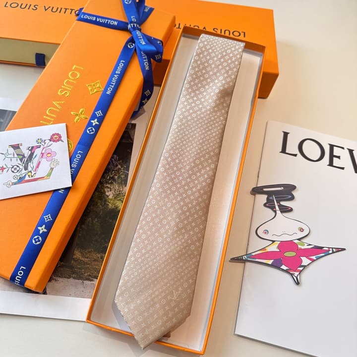 Louis Vuitton Damier Silk Tie in Charcoal Grey