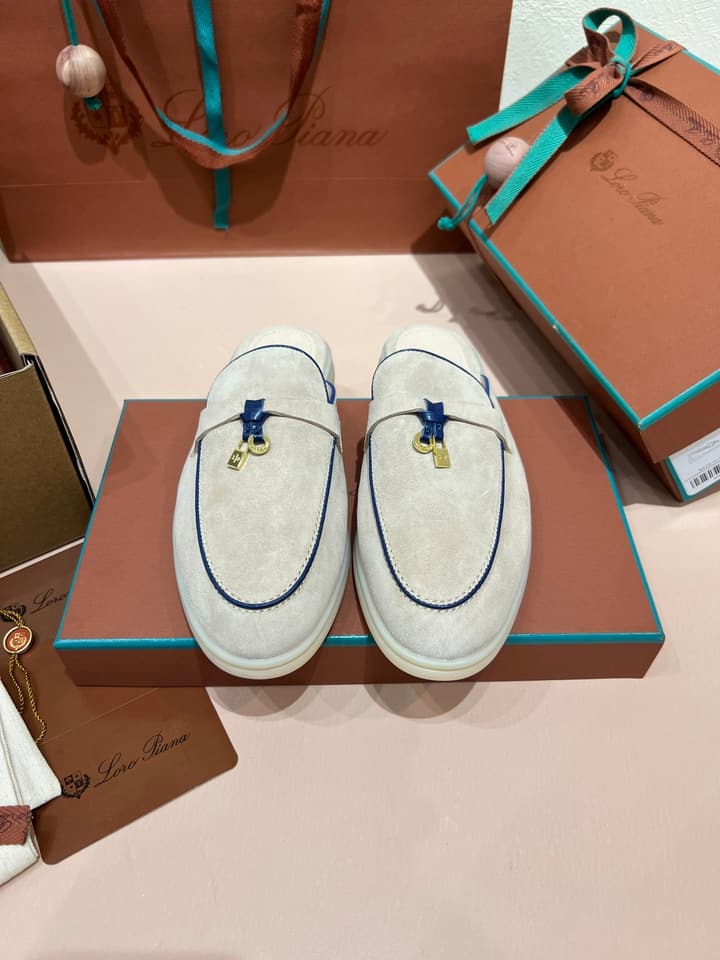 Loro Piana Women's Mules in Aqua Blue Suede
