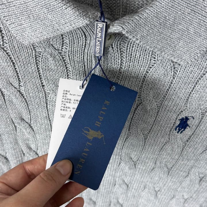 Ralph Lauren Classic Cable Knit Polo Sweater in Black