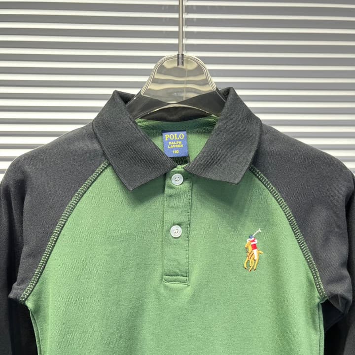 Ralph Lauren Color-block Long Sleeve Polo Shirt – Autumn Collection – Kids Collection in Lavender And Pink Color Block