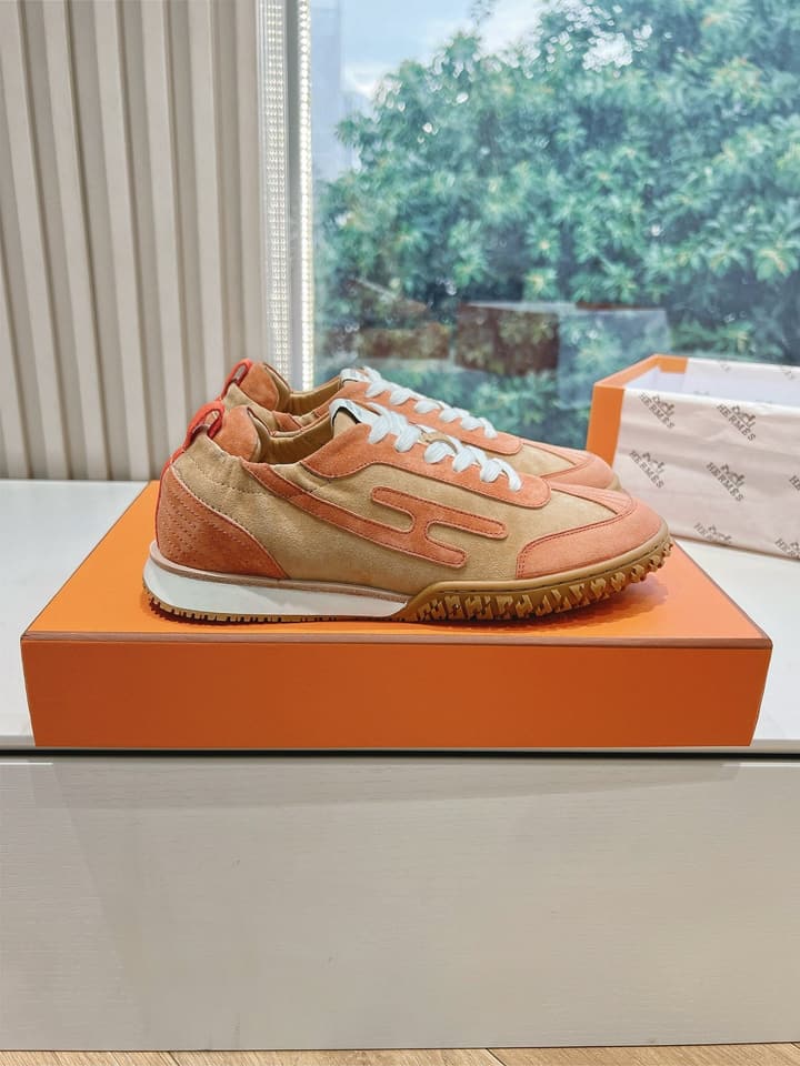 Hermès Bouncing Calfskin Sneakers in Tan Suede