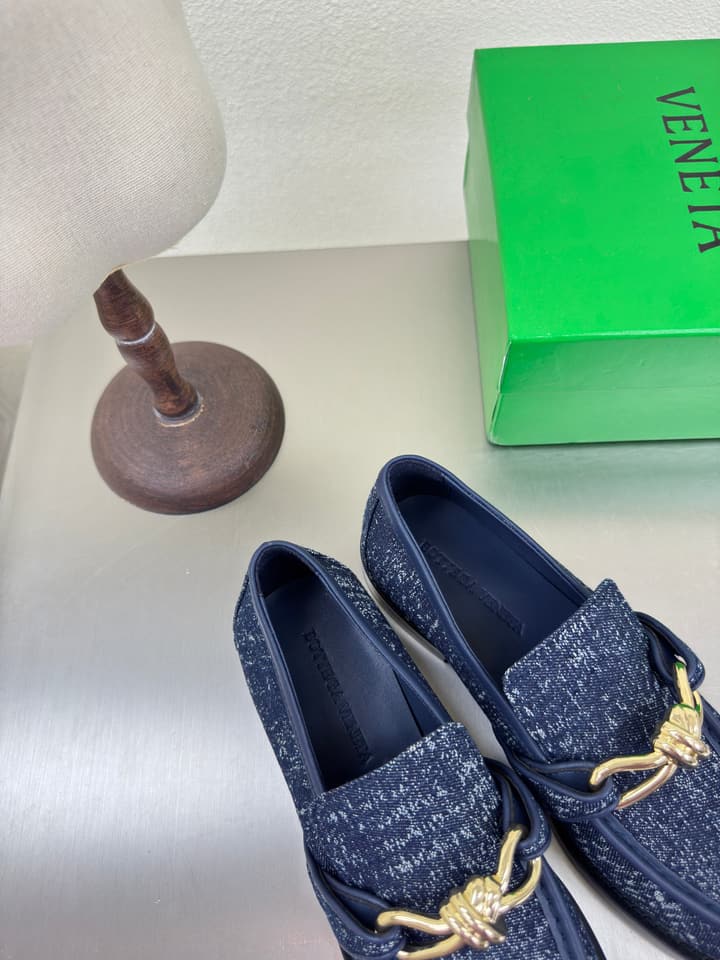 Bottega Veneta Astaire Washed Denim Loafers in Blue Washed Denim