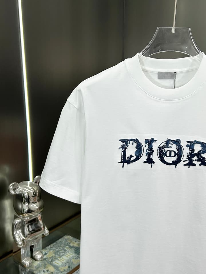 Dior 3D Logo High-Count Cotton T-Shirt – 2026SS in Black With Blue Graffiti Logo