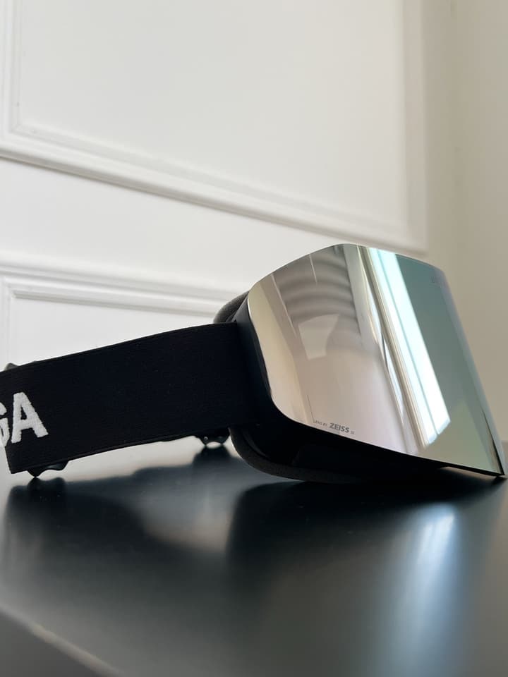 Balenciaga Silver Ski Goggles in Black Frame Dark Lens