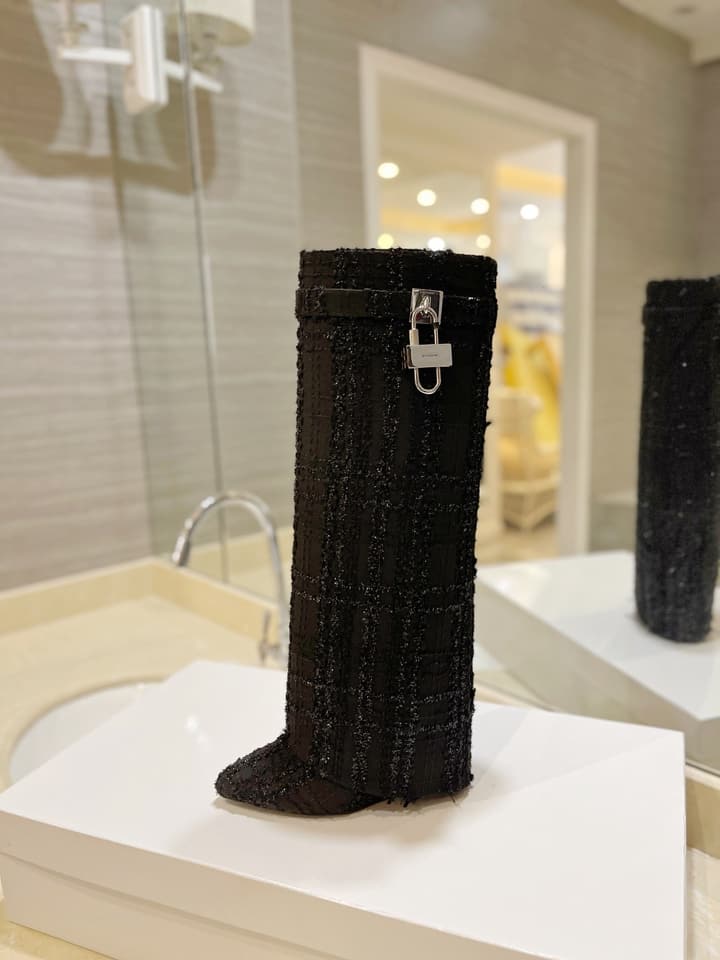 Givenchy Jacquard Plaid Knee-High Boots – 2023SS