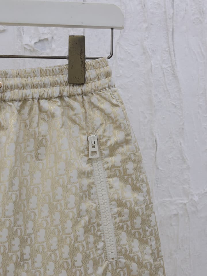 Dior Gold Taffeta Jacquard Oblique Shorts – 2025 in Navy Blue