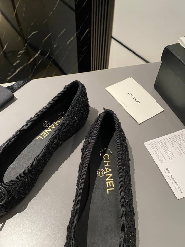 Chanel Classic Ballet Flats in Tan With Black Cap Toe