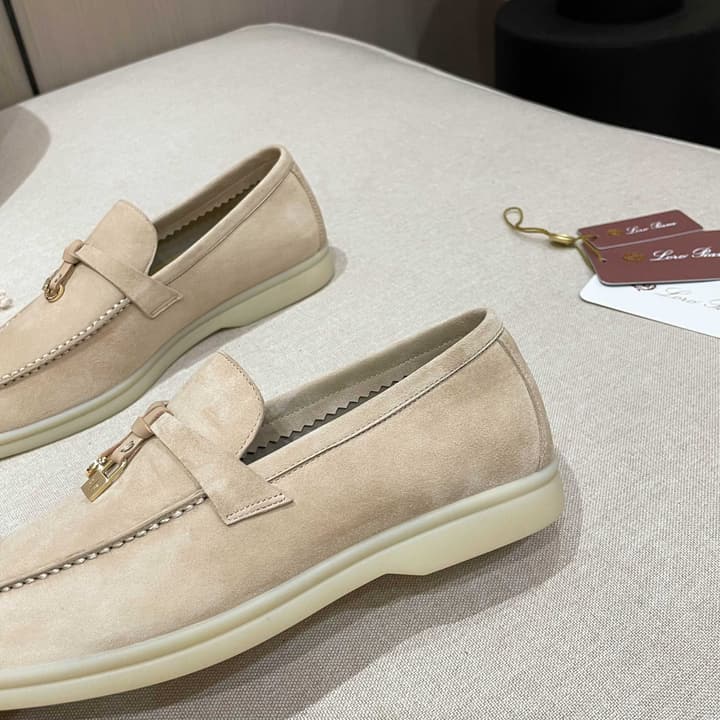 Loro Piana Summer Charms Walk Moccasin Loafers in Black Leather