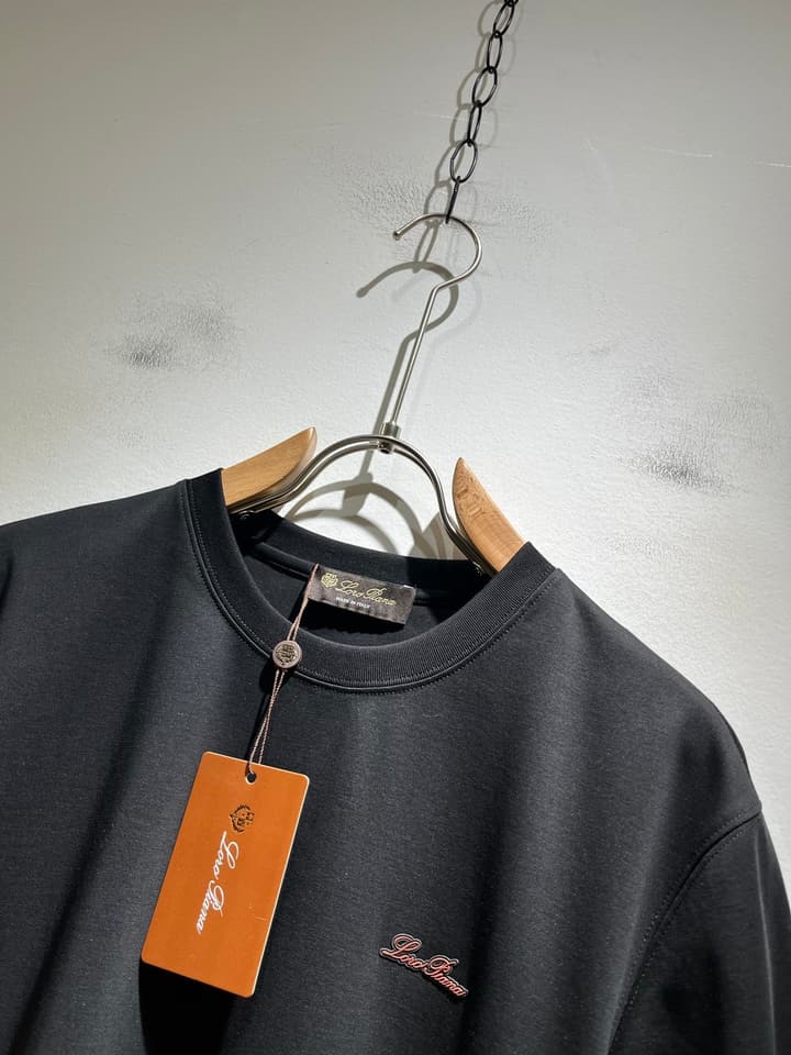 Loro Piana Men's Logo Rubberized Short Sleeve T-Shirt – Spring/Summer 2025 in Charcoal Gray