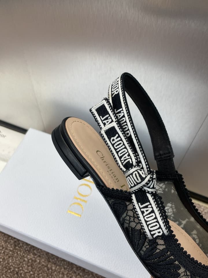 Dior J'Adior Woven Slingback Sandals – 2023 Spring/Summer Collection in Black Oblique Mesh High Contrast