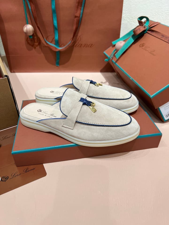 Loro Piana Women's Mules in Aqua Blue Suede