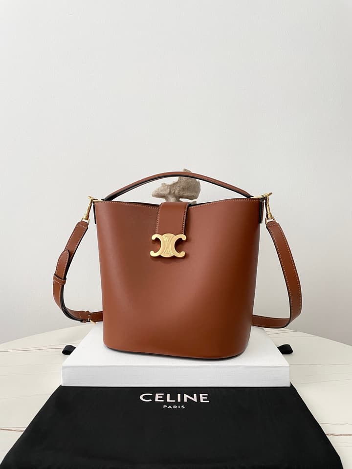 Celine Louise Triomphe Bucket Bag in Black