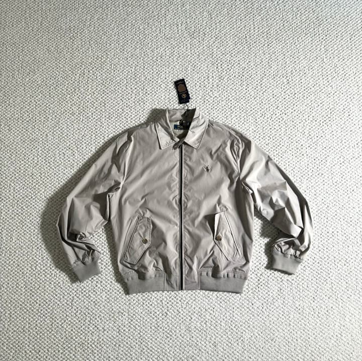 Ralph Lauren Embroidered Pony Harrington Jacket in Apricot White