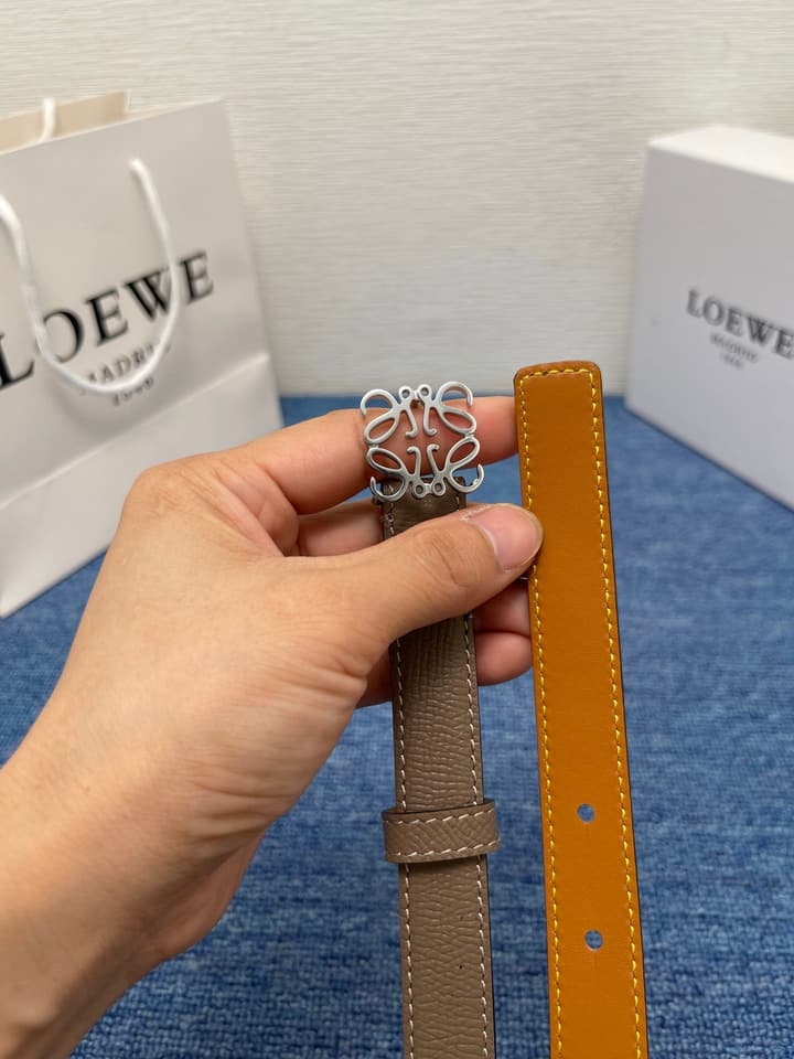 Loewe Calfskin Leather Belt in Black With Gold Buckle