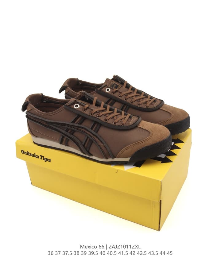 Asics Onitsuka Tiger Mexico 66 Classic Sneakers in Brown Suede With Dark Stripes