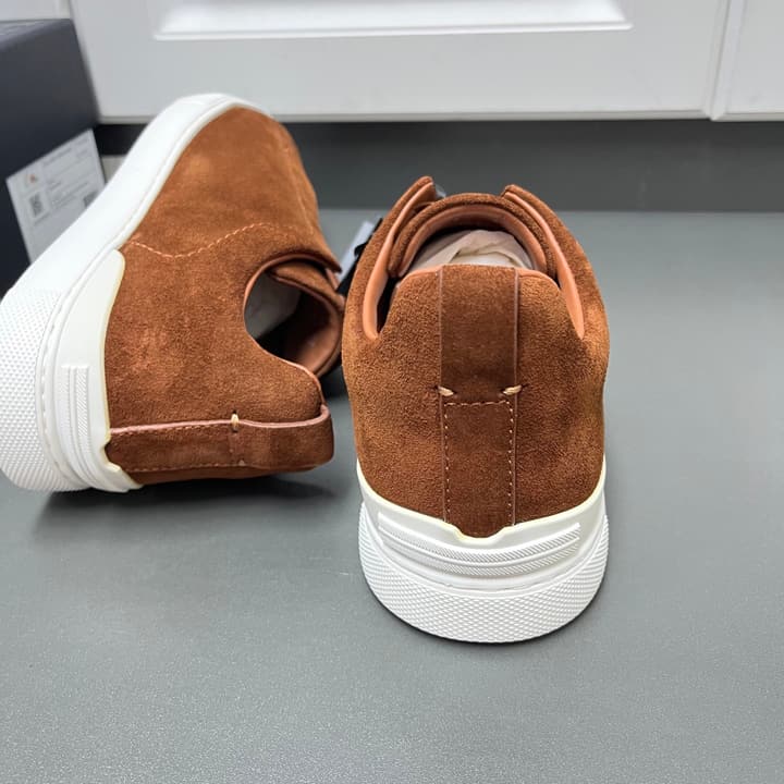 Zegna Triple Stitch Suede Low-Top Sneakers