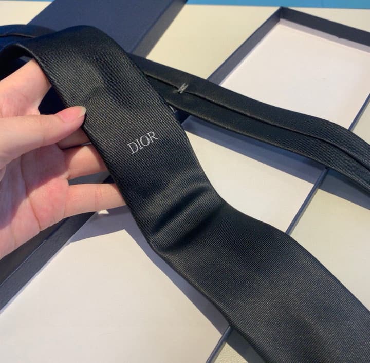 Dior Men's Logo Jacquard Tie in Deep Navy