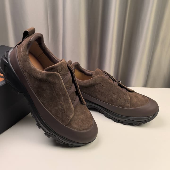 Ermenegildo Zegna Triple Stitch™ Monte Luxury Casual Shoes in Black Leather