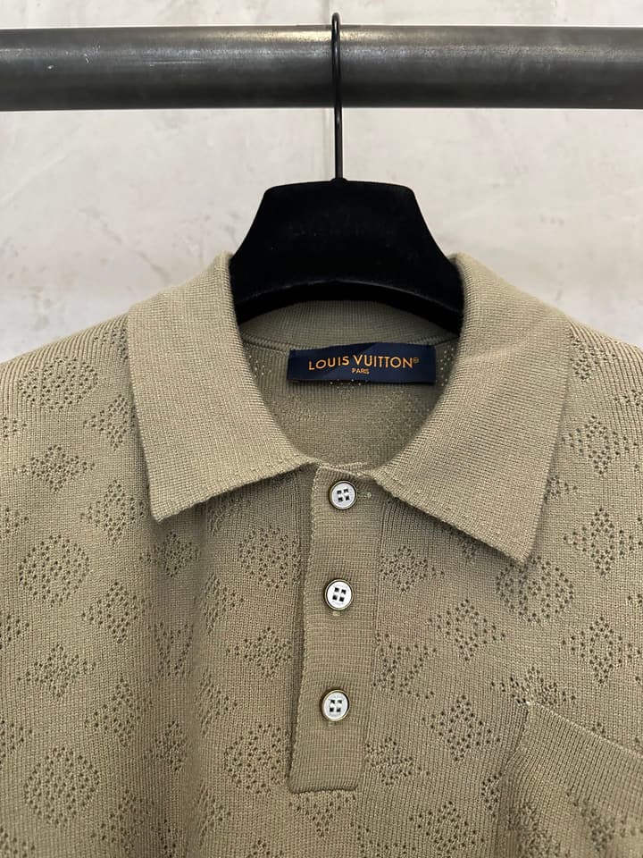 Louis Vuitton LV Hollow Jacquard Logo Knit Sweater – SS26 in Coffee Brown