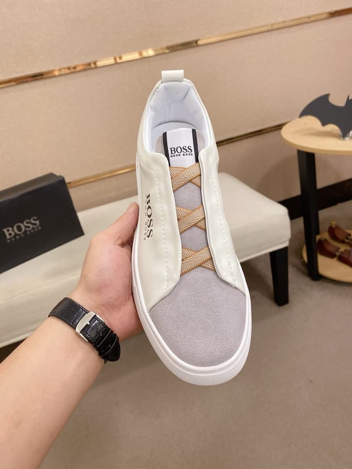 Boss Casual Leather Loafers in Glossy Black Toe
