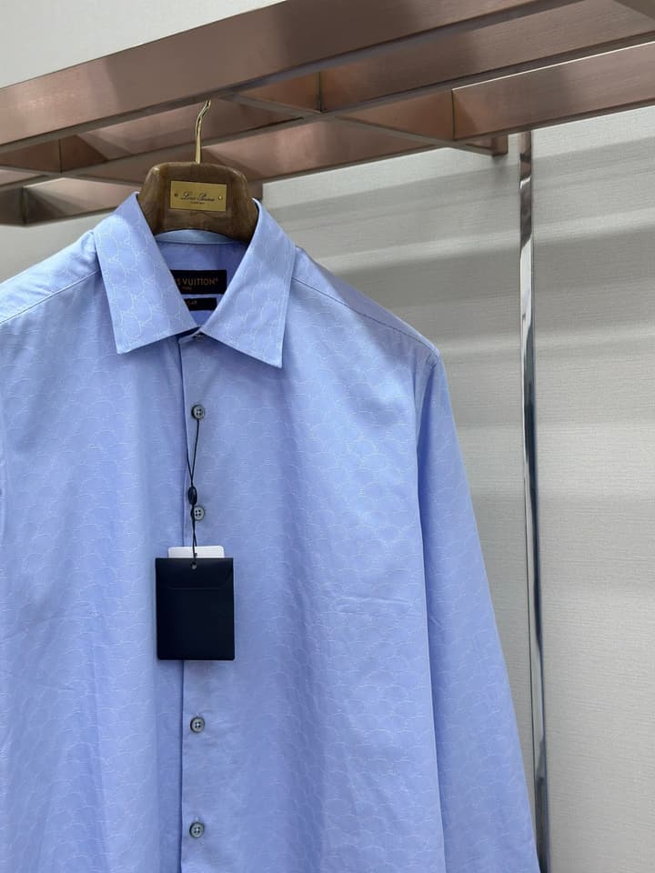 Louis Vuitton Jacquard Long-Sleeve Shirt in Light Blue Jacquard
