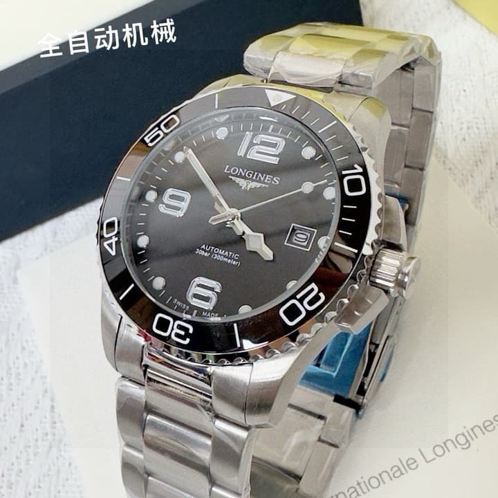Longines Conquest HydroConquest Automatic Watch in Black Dial Steel Band