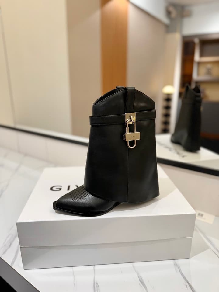 Givenchy High-Heel Embroidered Long Boots – 2024 SS in Black Leather