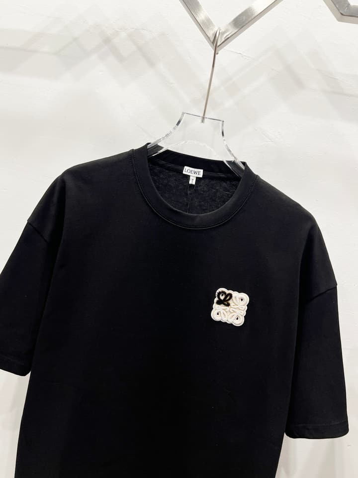 Loewe Classic Minimalist Logo Embroidered T-Shirt in Classic Black