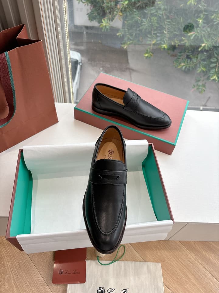 Loro Piana Classic Loafers in Burgundy Leather