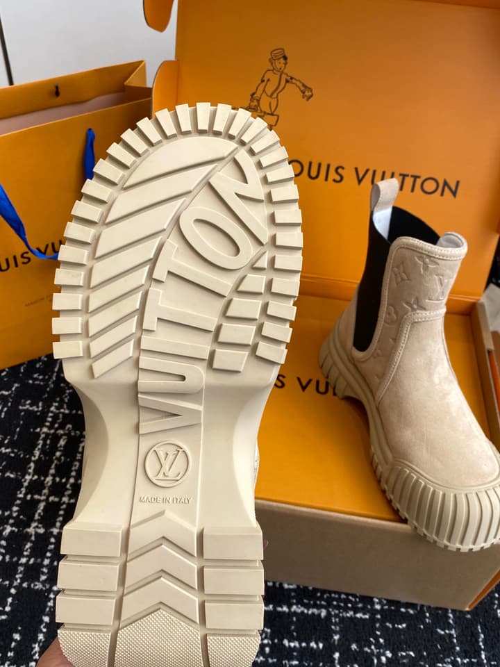 Louis Vuitton Runway Slip-On Ankle Boots – New Collection in Beige