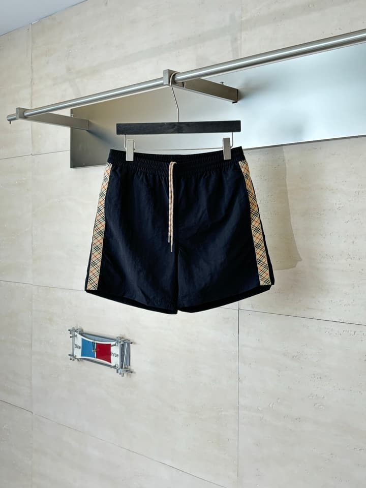Burberry Nylon Side Check Drawstring Shorts in Black