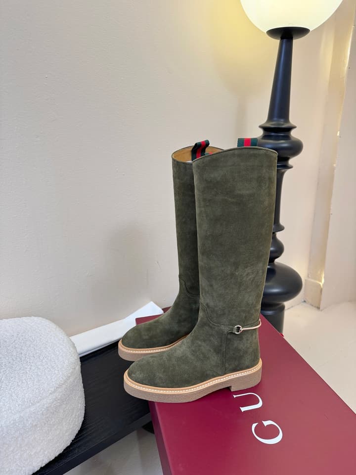 Gucci Runway Velvet Boots in Black Suede