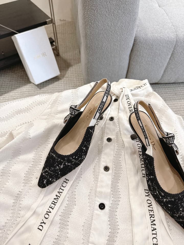Dior J'Adior Embroidered Kitten Heel Sandals in Defined Black Oblique
