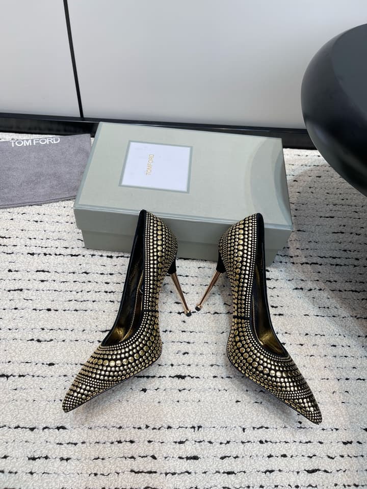 TOM FORD Crystal Embellished Gold Heeled Sandals